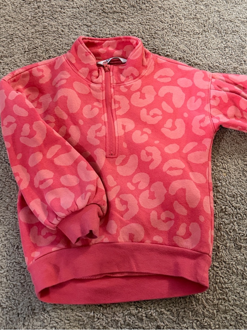 DSG Girls' Coral Pink Leopard Half-Zip Puffer Pullover